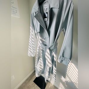 Nine West Faux Patient Leather Womens Coat (New) light gray